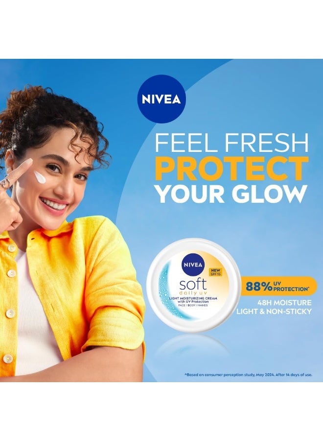 NIVEA Soft Daily UV Light Moisturising Cream with SPF-15, 200ml - Image 2